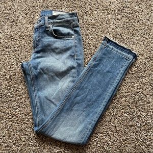 Rag & Bone Dre Women's Blue Mid Rise Ankle Raw Hem Skinny Jeans Size 24